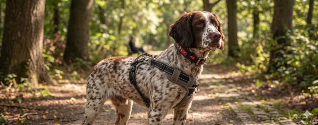 Chien détecteur de punaises de lit en cours d’inspection